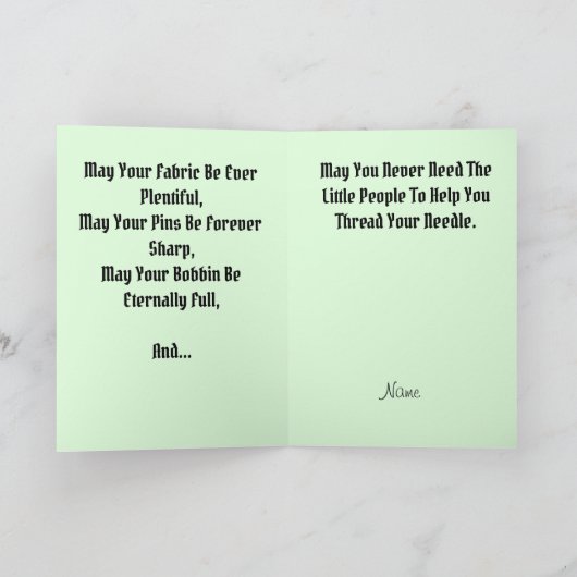 Ierse quilt en kabouter verjaardagskaart feestdagen kaart (Binnen)