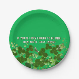 Ierse quote met klavertjes papieren bordje