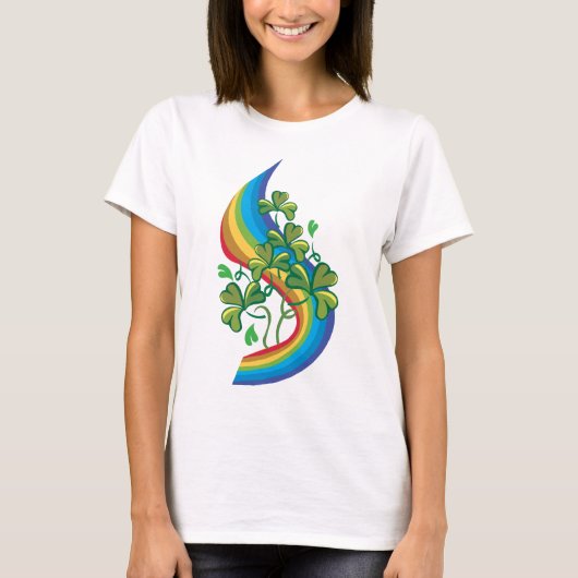 Ierse regenboog en Shamrocks T-shirt (Voorkant)