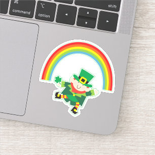 Ierse Regenboog Leprechaun Contour Sticker