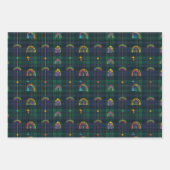 Ierse regenboog St. Patrick Tartan Plaid set 4 Inpakpapier Vel (Voorkant 3)