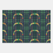 Ierse regenboog St. Patrick Tartan Plaid set 4 Inpakpapier Vel (Voorkant)