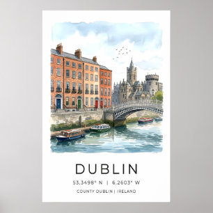 Ierse Reis Muurkunst - Dublin River Liffey met Poster