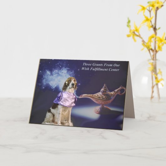 Ierse Rode en Witte Setter Genie Verjaardagskaart Kaart (Gele Bloem)