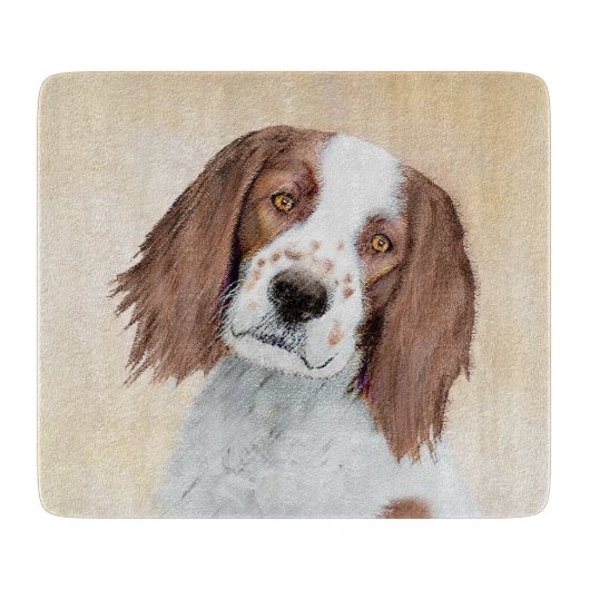Ierse Rode en Witte Setter Schilderij - Originele Snijplank (Voorkant)
