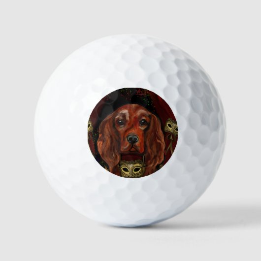 Ierse rode setter ansichtkaart golfballen (Voorkant)