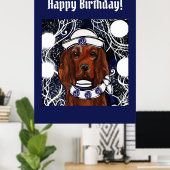 Ierse rode setter ansichtkaart poster (Thuiskantoor)