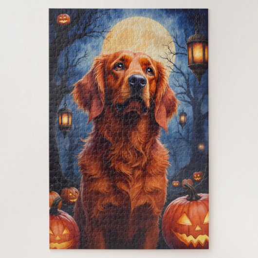 Ierse Rode Setter gotische Halloween-portret Legpuzzel (Verticaal)