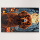 Ierse Rode Setter Gotische Halloween Portret Legpuzzel (Horizontaal)