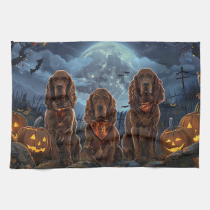 Ierse rode setter Halloween griezel Theedoek