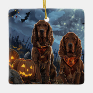 Ierse Rode Setter Halloween Griezelig Keramisch Ornament