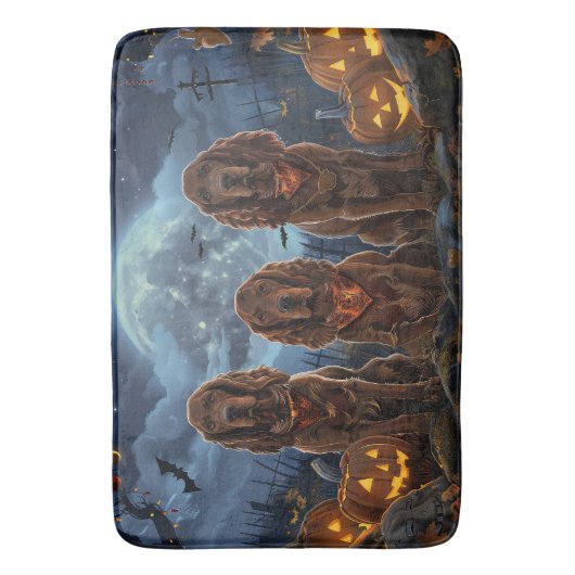 Ierse Rode Setter Halloween Spooky Badmat (Voorkant Verticaal)