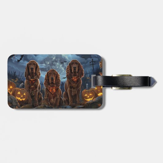 Ierse Rode Setter Halloween Spooky Bagagelabel (Achterkant horizontaal)