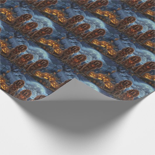 Ierse Rode Setter Halloween Spooky Cadeaupapier (Hoek)