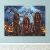 Ierse Rode Setter Halloween Spooky Canvas Afdruk (Insitu (Houten vloer))