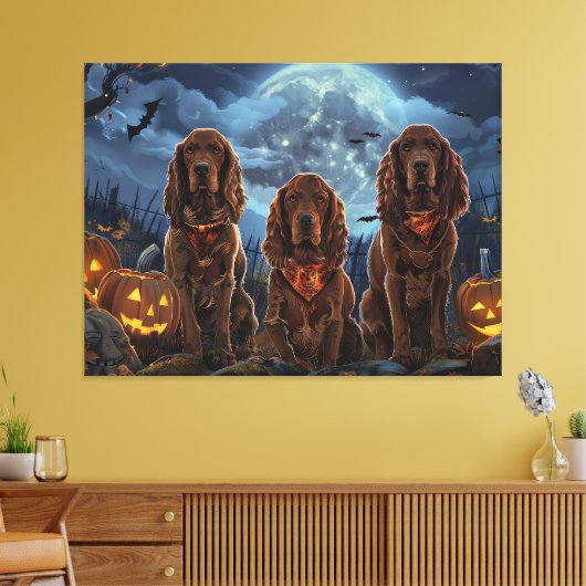 Ierse Rode Setter Halloween Spooky Canvas Afdruk (Insitu (Woonkamer))
