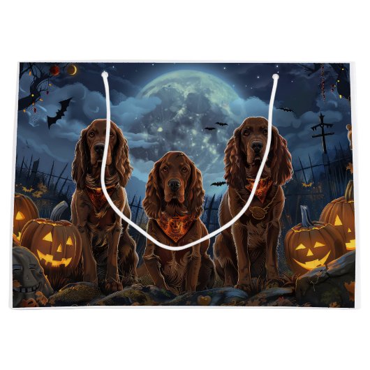 Ierse Rode Setter Halloween Spooky Groot Cadeauzakje (Voorkant)