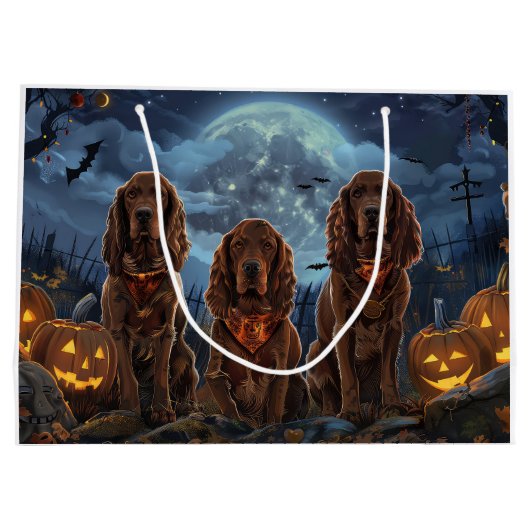 Ierse Rode Setter Halloween Spooky Groot Cadeauzakje (Achterkant)