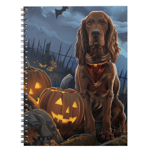 Ierse Rode Setter Halloween Spooky Notitieboek (Voorkant)