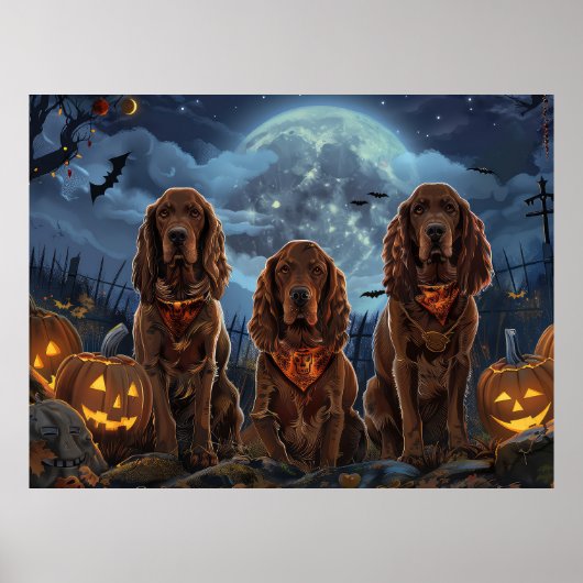 Ierse Rode Setter Halloween Spooky Poster (Voorkant)