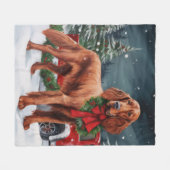 Ierse rode setter hond in sneeuw kerst fleece deken (Voorkant (Horizontaal))