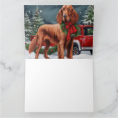 Ierse rode setter hond in sneeuw kerst kaart (Binnen)