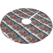 Ierse rode setter hond in sneeuw kerst kerstboom rok (Gekanteld)