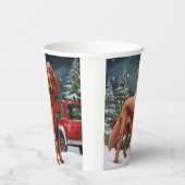 Ierse rode setter hond in sneeuw kerst papieren bekers (Rechts)