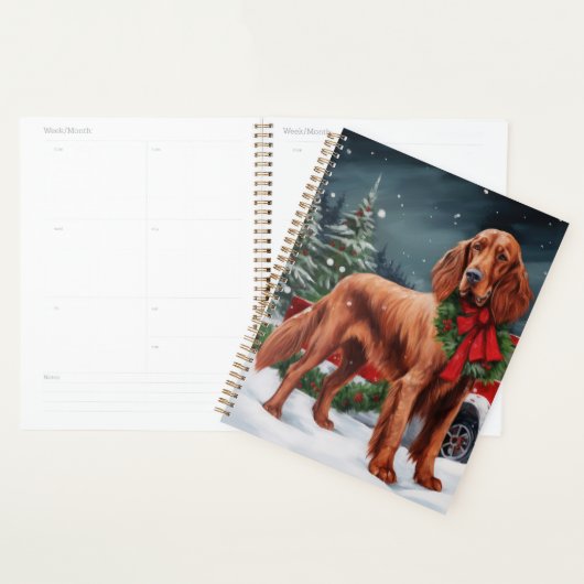 Ierse rode setter hond in sneeuw kerst planner (Display)
