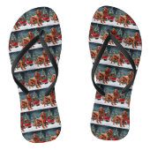 Ierse rode setter hond in sneeuw kerst teenslippers (Voetbed)