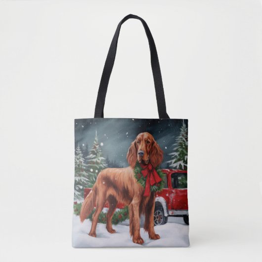 Ierse rode setter hond in sneeuw kerst tote bag (Voorkant)