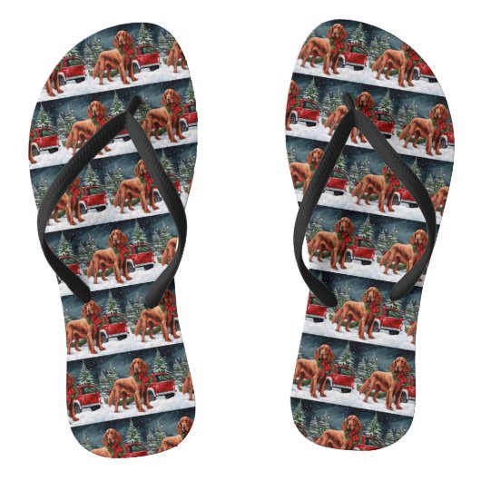 Ierse rode setter hond in sneeuw Kerstmis Teenslippers (Voetbed)
