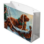 Ierse rode setter hond kerst feestelijk groot cadeauzakje (Achterkant Gekanteld)