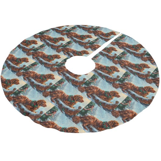 Ierse rode setter hond kerst feestelijk kerstboom rok (Gekanteld)