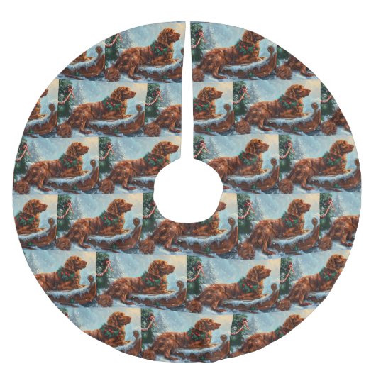 Ierse rode setter hond kerst feestelijk kerstboom rok (Voorkant)