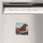 Ierse rode setter hond kerst feestelijk magneet (Insitu (Vaatwasser))