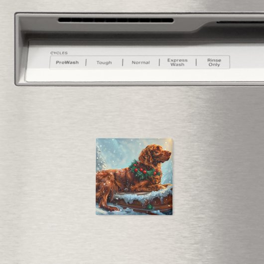 Ierse rode setter hond kerst feestelijk magneet (Insitu (Vaatwasser))