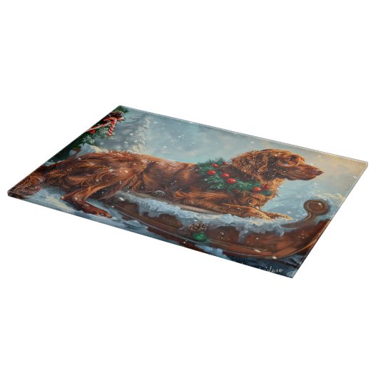 Ierse rode setter hond kerst feestelijk snijplank (Hoek)