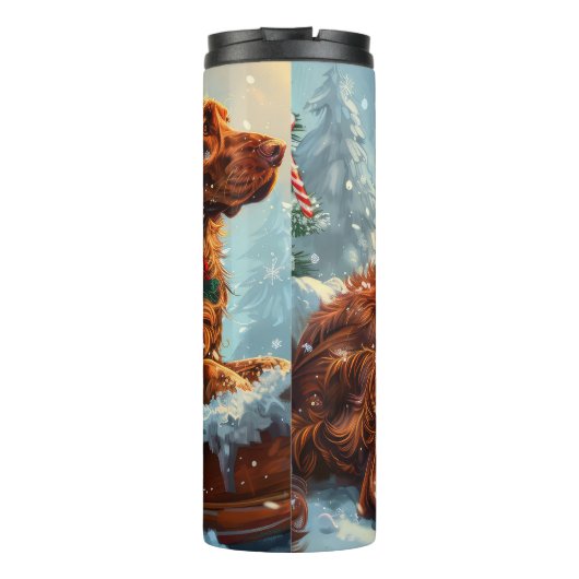 Ierse rode setter hond kerst feestelijk thermosbeker (Achterkant)