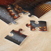 Ierse Rode Setter Hond Met Kerstcadeau Open haard Legpuzzel (Zijkant)