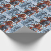 Ierse rode setter hond rijden motorfiets kerst cadeaupapier (Hoek)