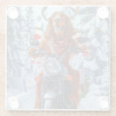 Ierse rode setter hond rijden motorfiets kerst glazen onderzetter (Achterkant)