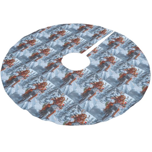 Ierse rode setter hond rijden motorfiets kerst kerstboom rok (Gekanteld)