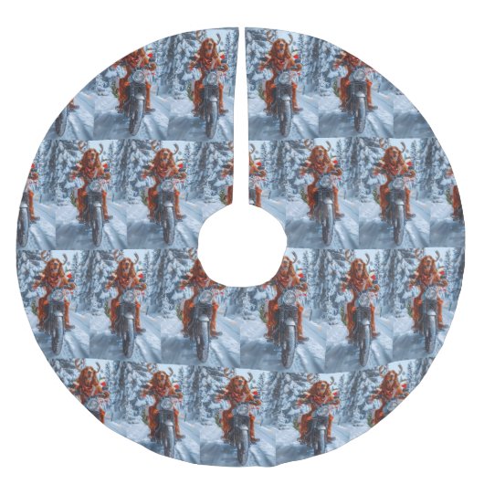 Ierse rode setter hond rijden motorfiets kerst kerstboom rok (Voorkant)