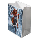 Ierse rode setter hond rijden motorfiets kerst medium cadeauzakje (Achterkant Gekanteld)