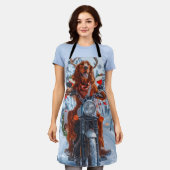 Ierse rode setter hond rijden motorfiets kerst schort (Gedragen)