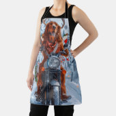 Ierse rode setter hond rijden motorfiets kerst schort (Insitu)