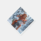 Ierse rode setter hond rijden motorfiets kerst servet (Hoek)