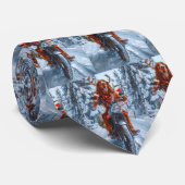 Ierse rode setter hond rijden motorfiets kerst stropdas (Opgerold)