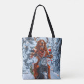 Ierse rode setter hond rijden motorfiets kerst tote bag (Achterkant)